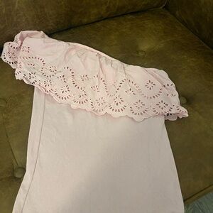 Old Navy Pink Eyelet Ruffle Tank Top